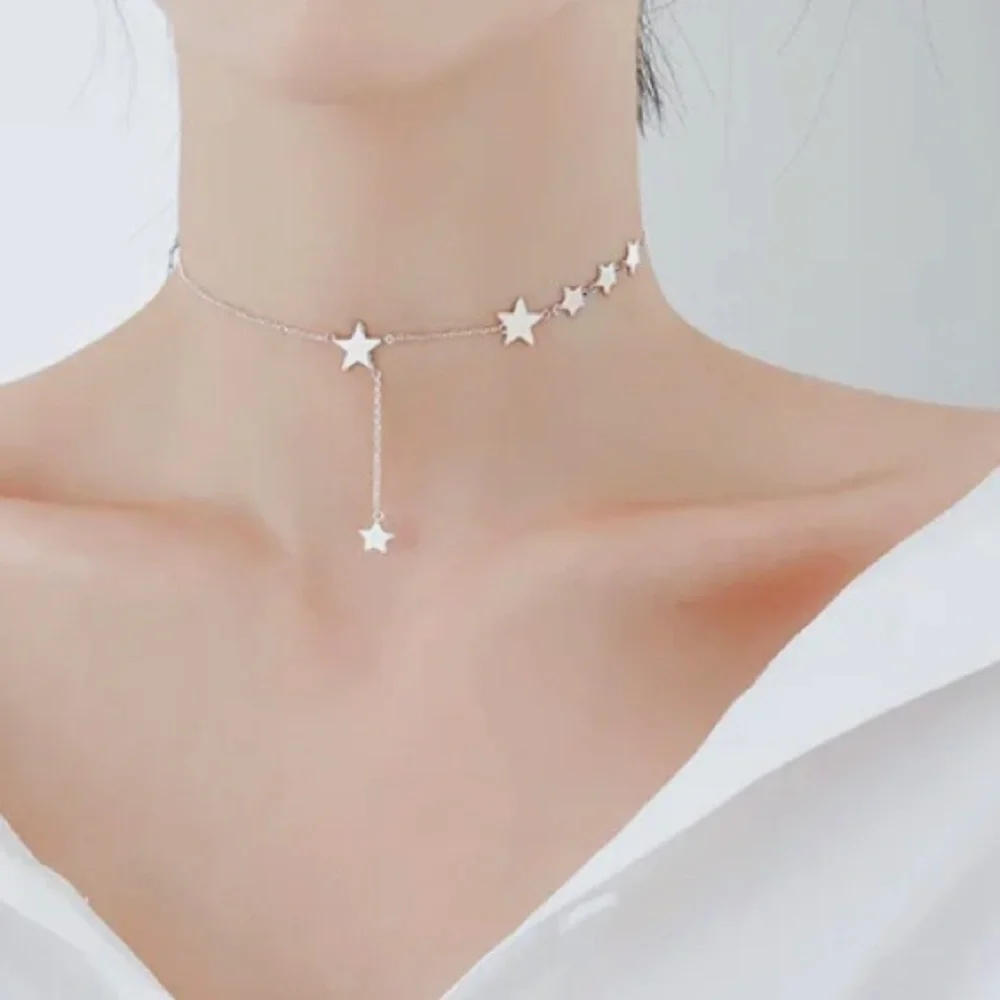 ๐ Silver Star Stars Necklace Choker - Picture 3 of 4